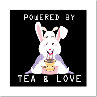 funny bunny design  pwered by love and tea Posters and Art